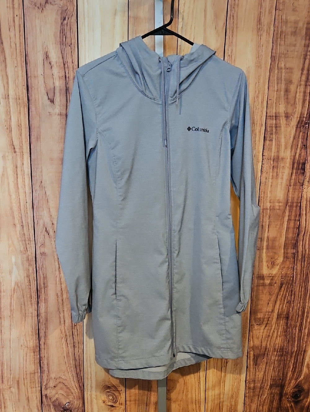 Columbia Light Gray Hooded Trench Coat